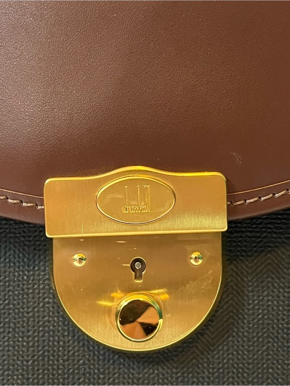 Vintage Alfred Dunhill Leather Canvas Clutch Bag with Key Lock